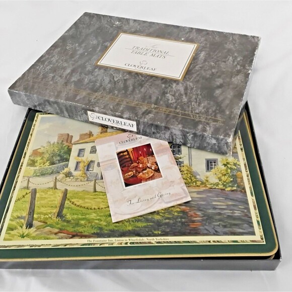 Vintage Cloverleaf Traditional Table Mats Collection Of Homes Cork Back UK - Picture 10 of 11